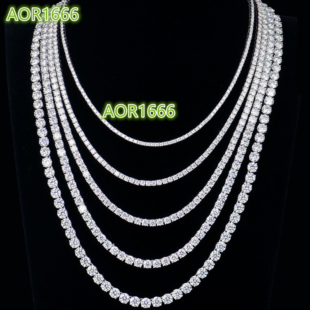 Custom Gra Jewelry 925 Sterling Silver Vvs Tennis Ice Out Lab Grown Diamond Mossanite Moissanite Necklace Chain for Women Men