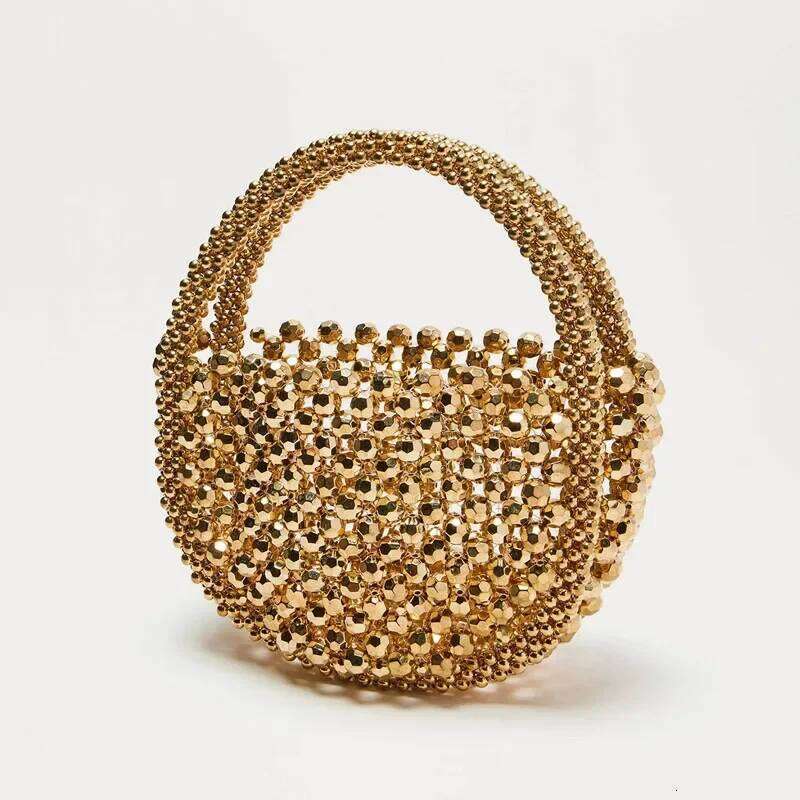 Women Handmade Woven Hand Exquisite Hollow-out Beaded Bag Female Party Small Handbag