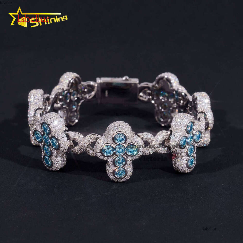 New Fashion Infinity Link Cross Pass Dia Tester S Hip Hop Jewelry Custom Colored Moissanite Cuban Bracelet