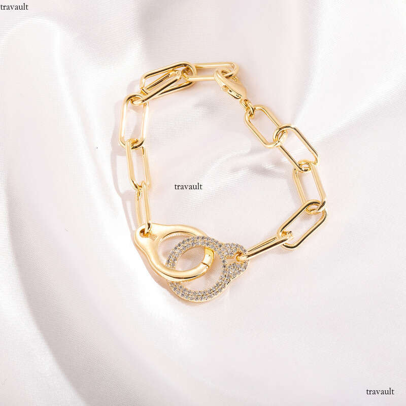 Hip Hop Unisex Punk Independent Packaging Micro Inlaid Geometric Bracelet Gold Jewelry New Style Accessories