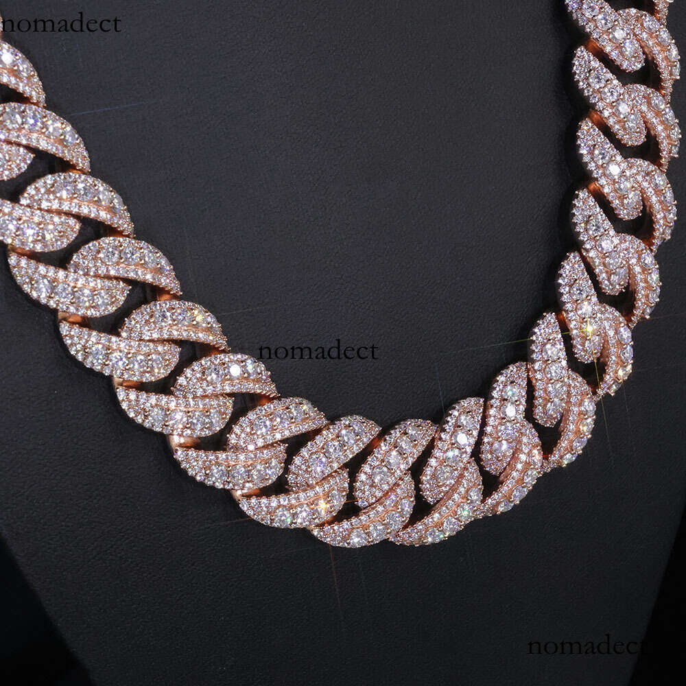Hip Hop 22mmIced Out VVS Moissanite Bubble Necklace Jewelry Light Accessories Men's Cuban Chain
