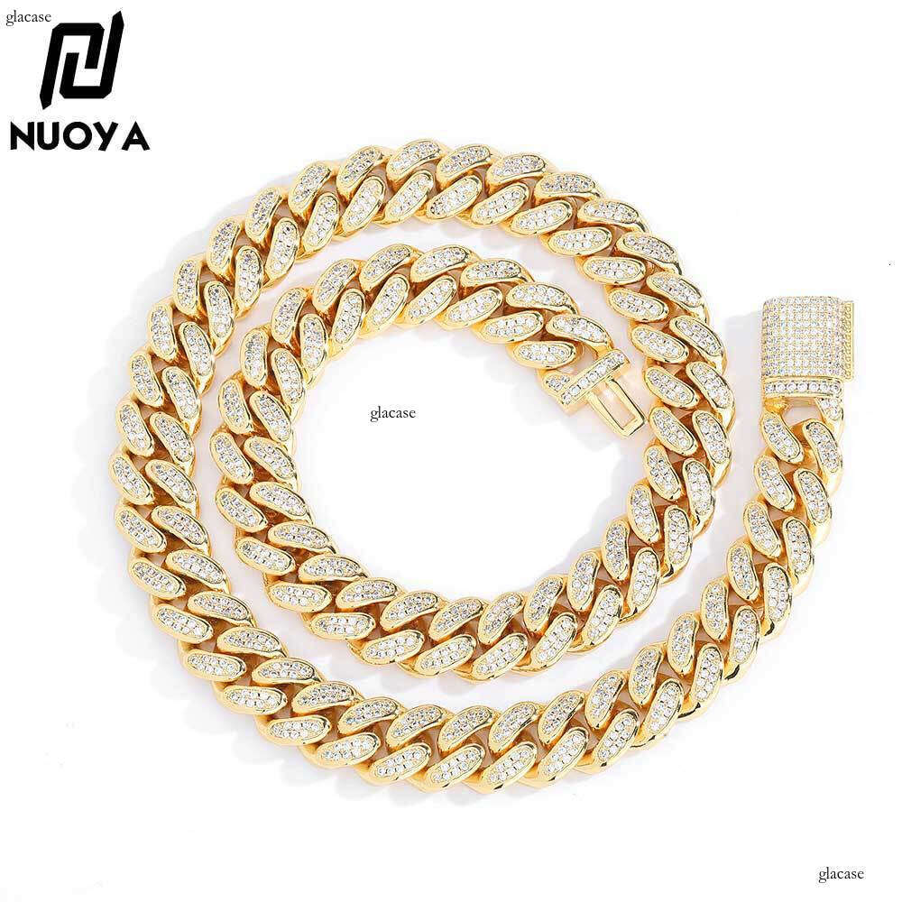 Hip Hop Trendy Brand Personality Moissanite chain 12mm Double Row Full Dia Cuban Chain Men's Necklace Jewelry