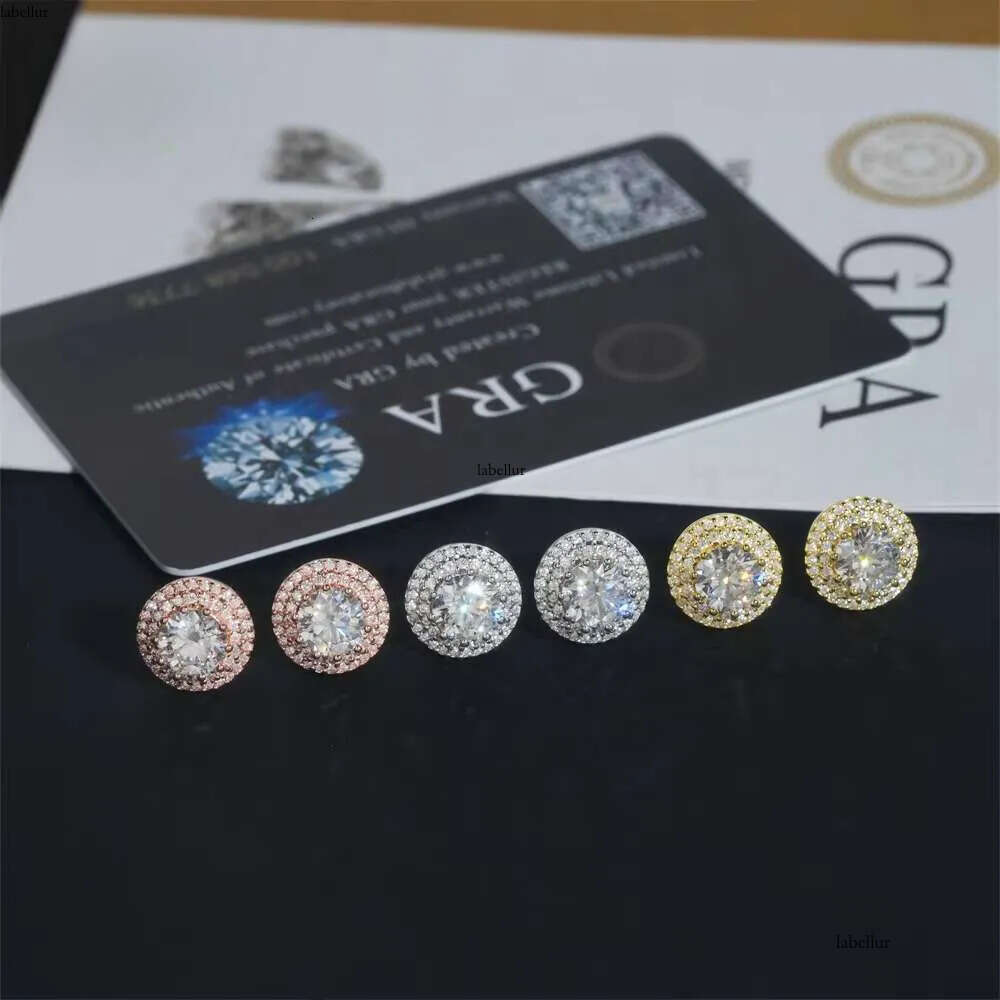 Hip Hop Jewelry Iced Out Screw Back Sterling Sier Stud VVS Moissanite Dia Earrings
