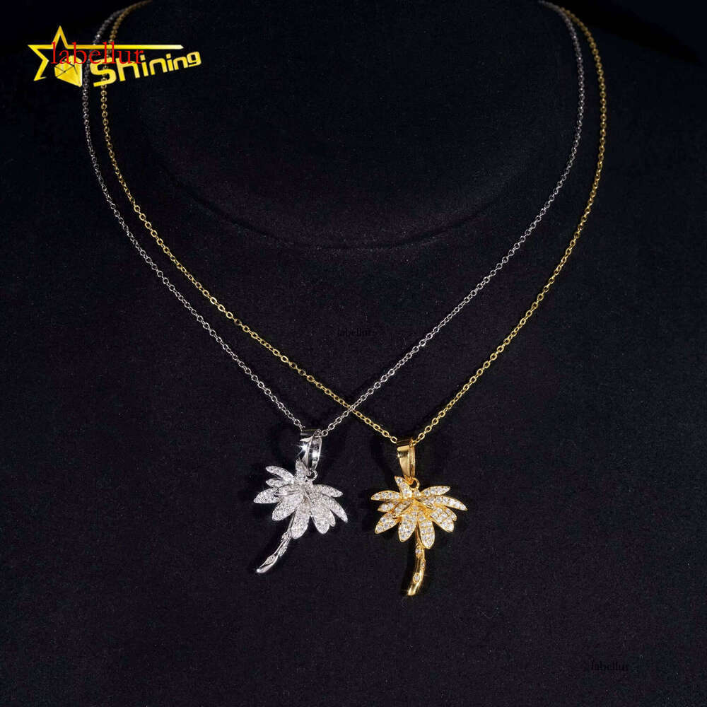 Iced Out Jewelry Sterling Sier Palm Tree Gold Plated GRA Certificate VVS Moissanite Pendant