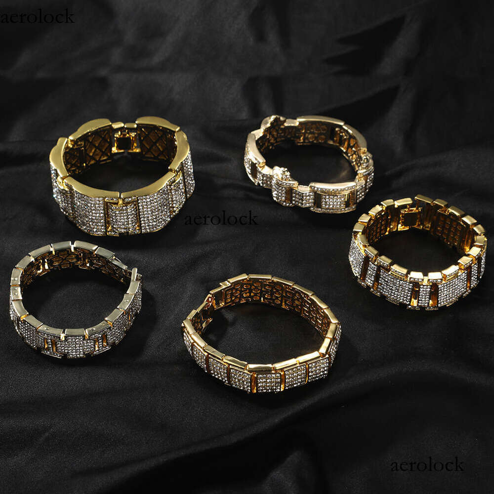 Hip-Hop Cool Dia-Studded Bracelet Personality Trendy Men's Exaggerated Dominant Alloy Full Dia Hand Jewelry