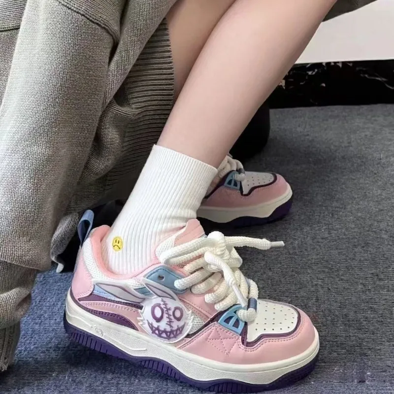 Autumn Fashion Women Sneakers Cute Rabbit Patchwork Breathable Platform Shoes Designer Black Purple Ladies Footwear women shoes Breathable Jogging Sne