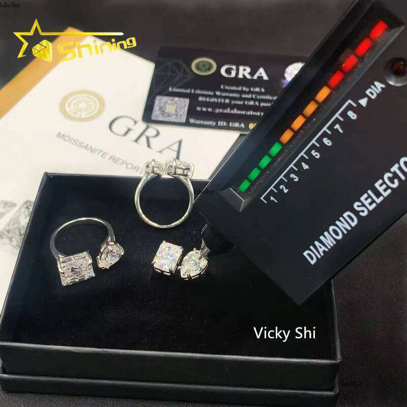 Premium Jewelry Series Women's Pure Silver D VVS Cubic Zirconia Wedding Iced Out Ring Gift