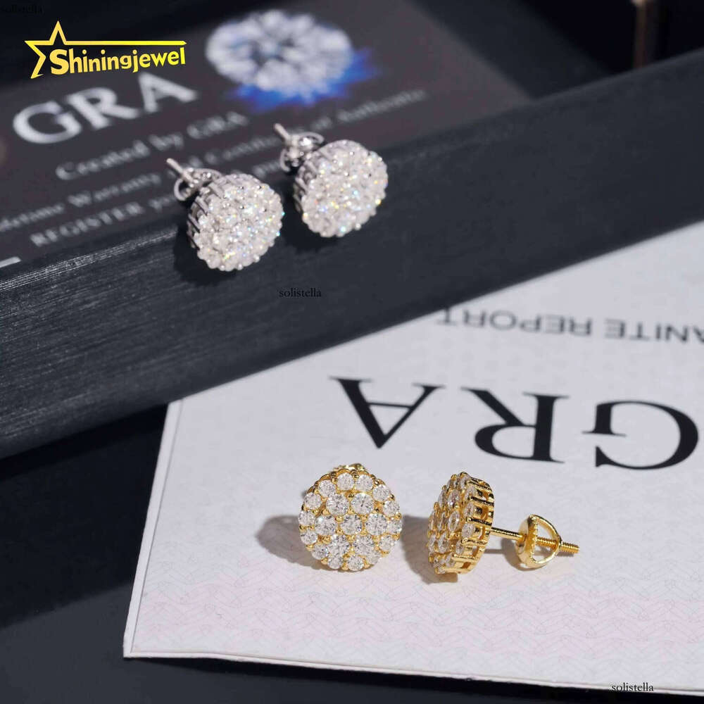 High Grade Fine Jewelry Pass Tester Sterling Sier Fashion Iced Out Custom VVS Dia Moissanite Stud Earrings