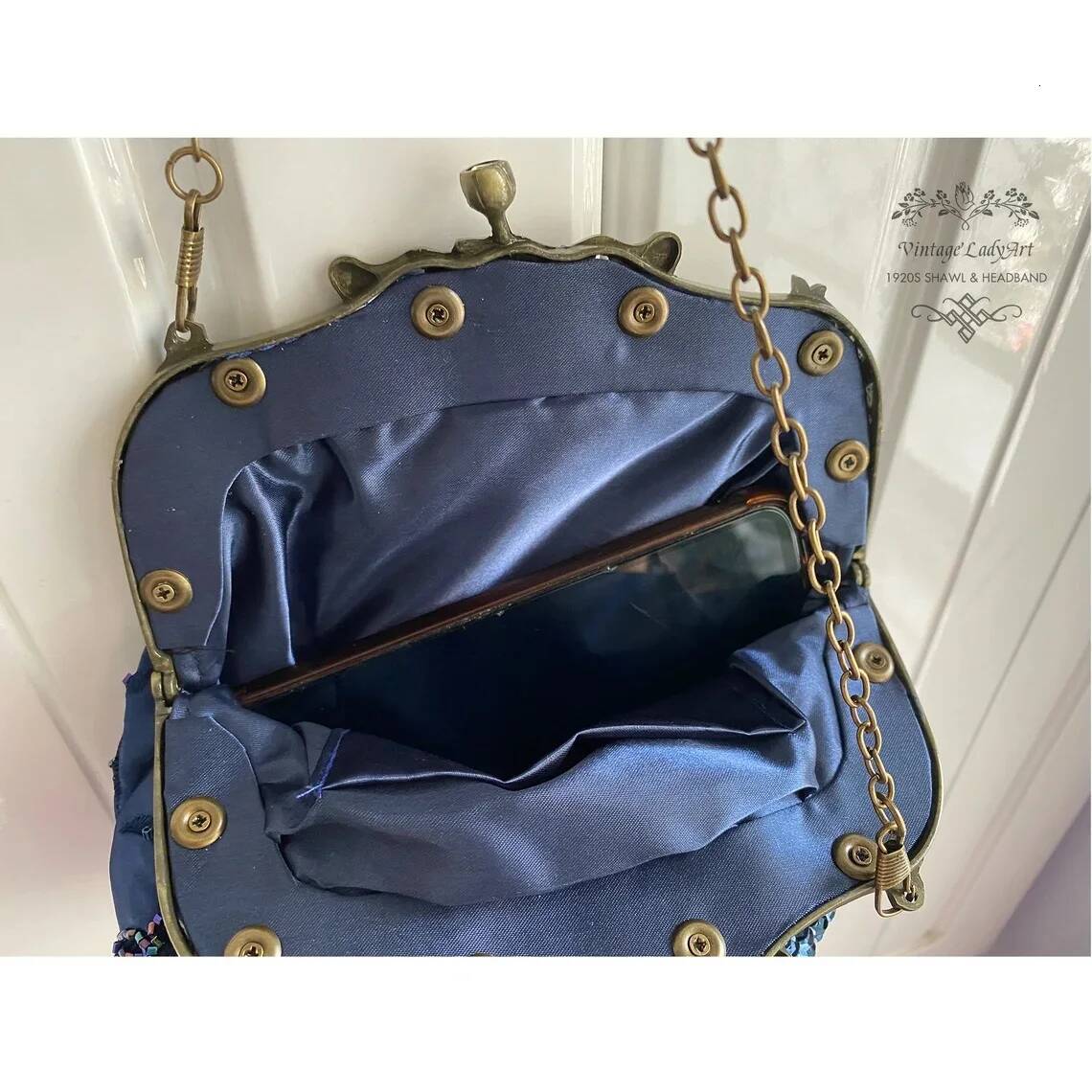 Lost in Vintage Evening Handbag Beaded Pattern Gold Rose FramClutch Purse with the 2 Detachable Removalbe Shoulder Chain Party
