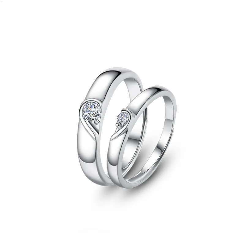 2Pcs/sets Zircon Heart Matching Couple Rings Set Forever Endless Love Wedding Ring For Women Men Charm Valentines Day Jewelry 250805