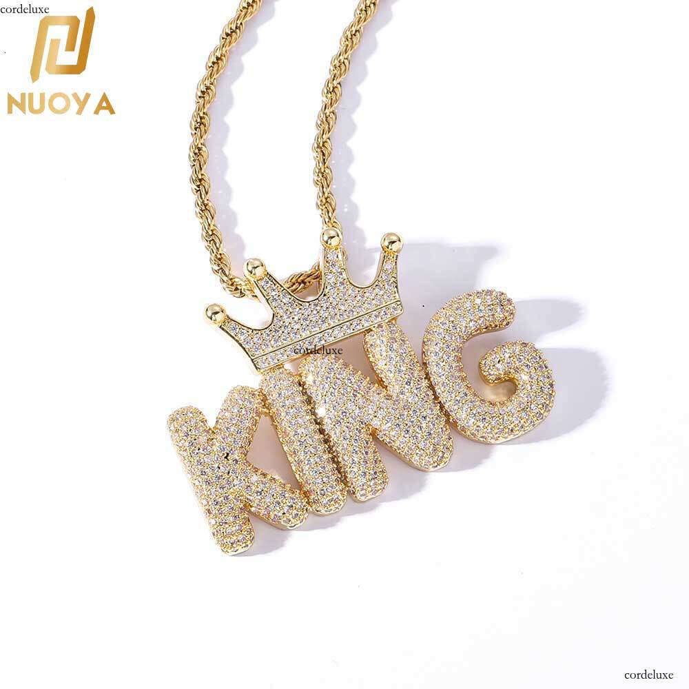 New Hip-Hop Crown Bubble Letter Number Splicing Combination Pendant Micro-Inlaid Moissanite chain Personality Necklace