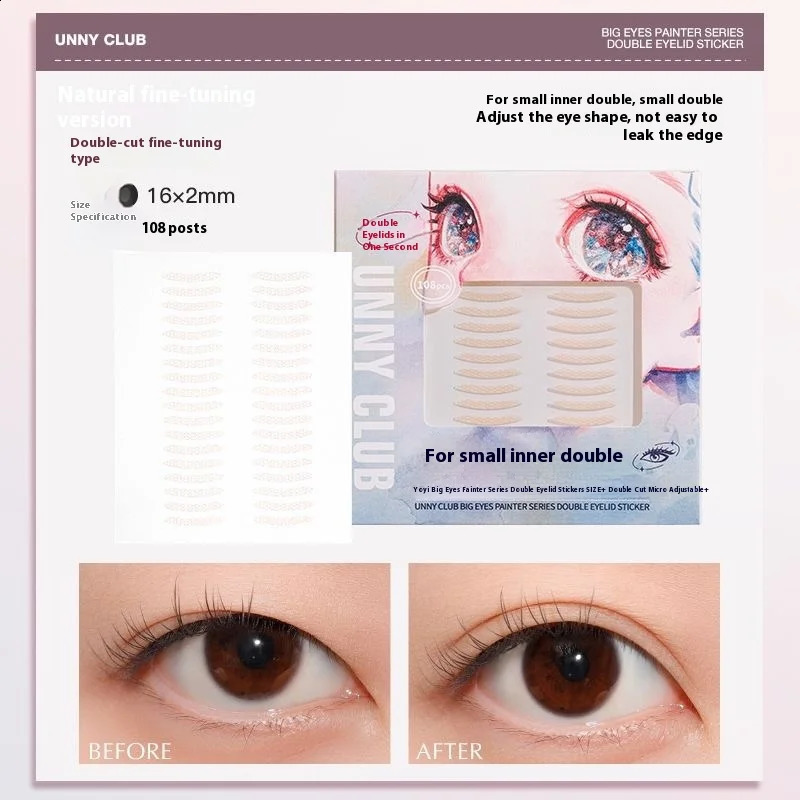 U N Y Invisible Double Eyelid Tape for Hooded Monolid Puffy Eyes - Natural Look Undetectable Eyelid Sticker Lift 250807