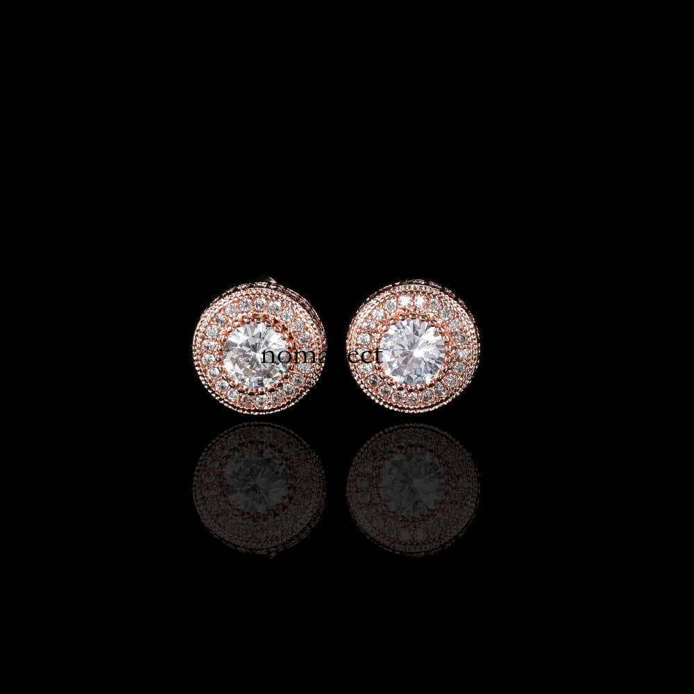 Jewelry Full Dia Round Stud Micro Inlaid Zircon Trendy Personality Hip Hop Men's Earrings