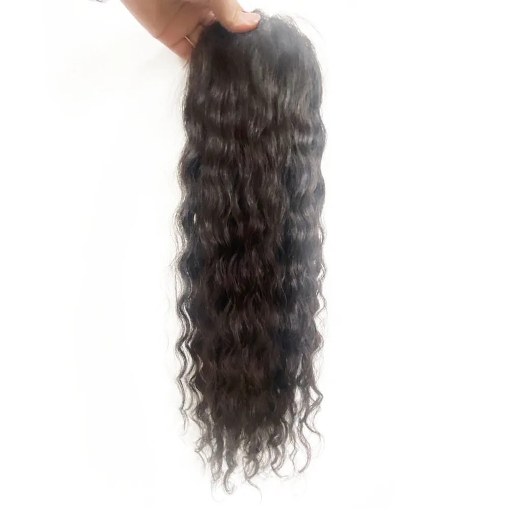 Silk Base Fake Skin Scalp brazilian Virgin Human Hair Women Topper with Clips In Hair Toupee Fine Hairpiece loose deep Wave curly Female