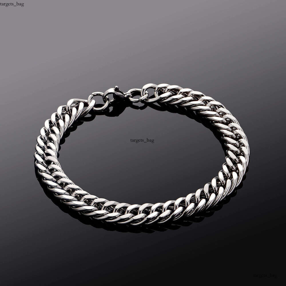 Non-Fading Sterling Silver Cuban Chain Hip-Hop Necklace Bracelet Unisex Trendy Versatile Accessory