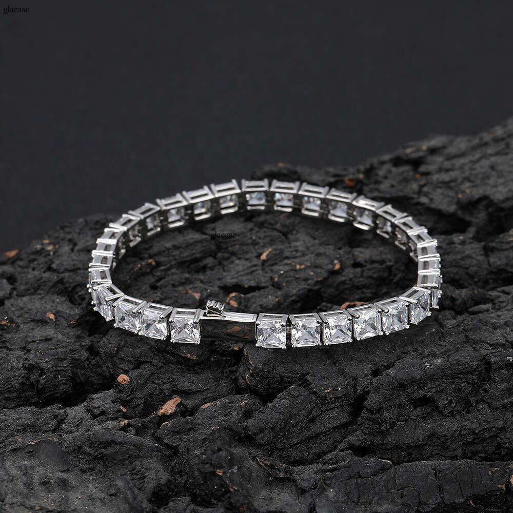 5.5mm Zircon Bracelet Spring Buckle Square Tennis Chain High-end Hip-hop Jewelry Accessories