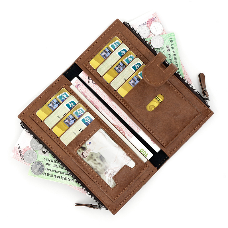 New Korean Style Women's Long Wallet Zipper Buckle PU Large Luxury Bag Capacity Multi-card Slot Coin Purse Clutch Wholesale