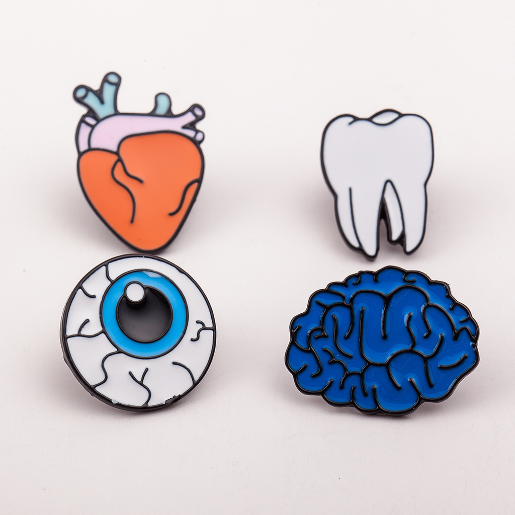Japanese And Korean Colorful Oil Drop Human Organ Brain Eyes Teeth Brooches Accessories