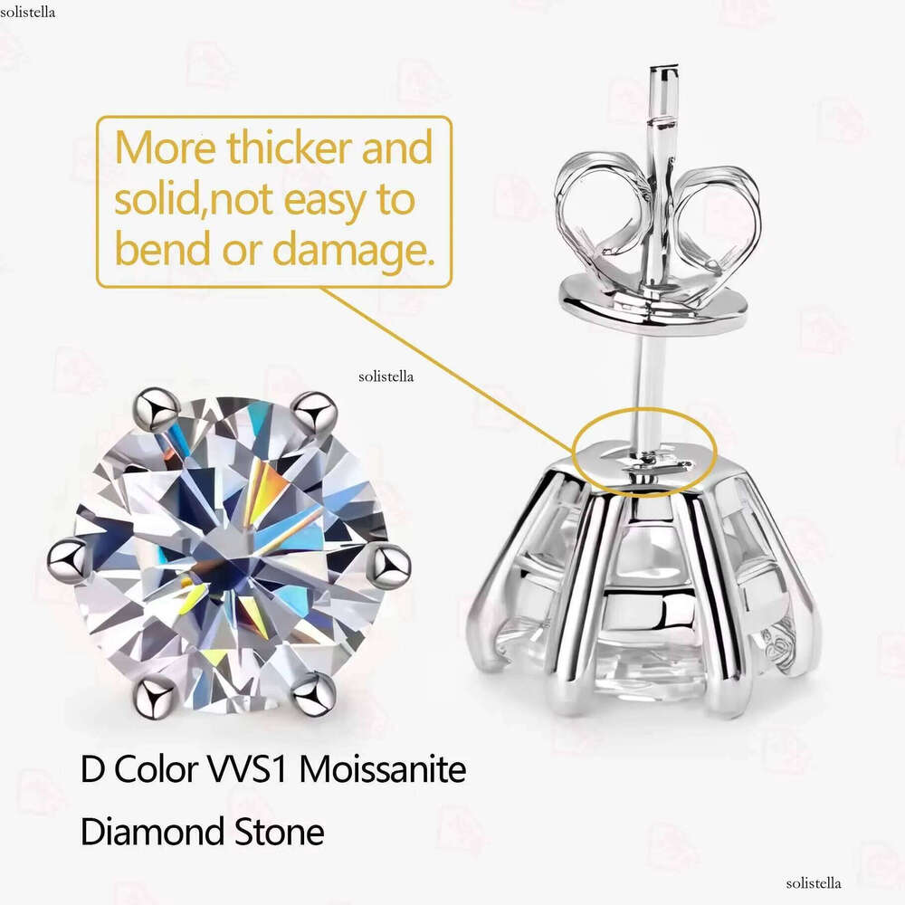 Custom Men Women Classic Sterling Sier Vvs Dia Moissanite Earrings