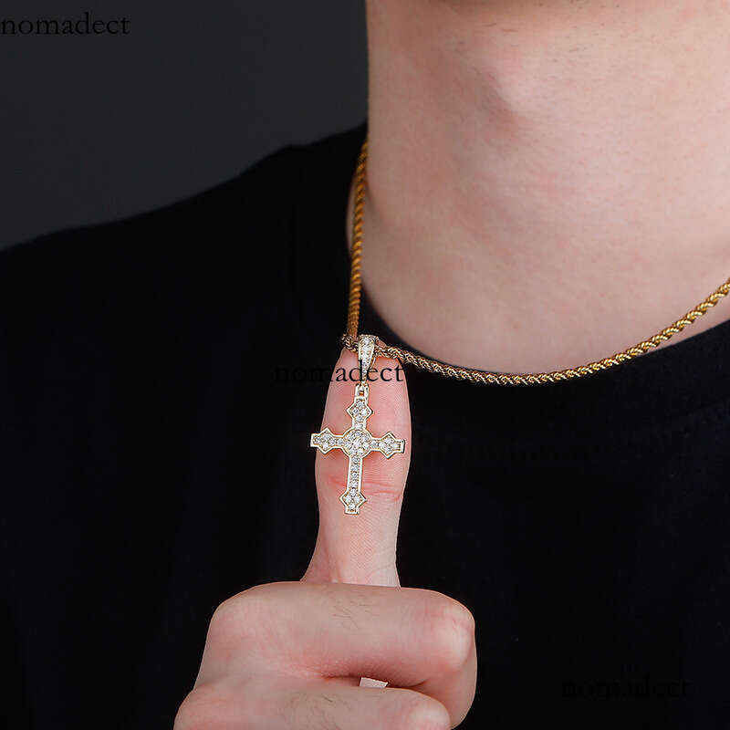 Simple Cross Pendant Full Moissanite chain Hip Hop Necklace Accessory