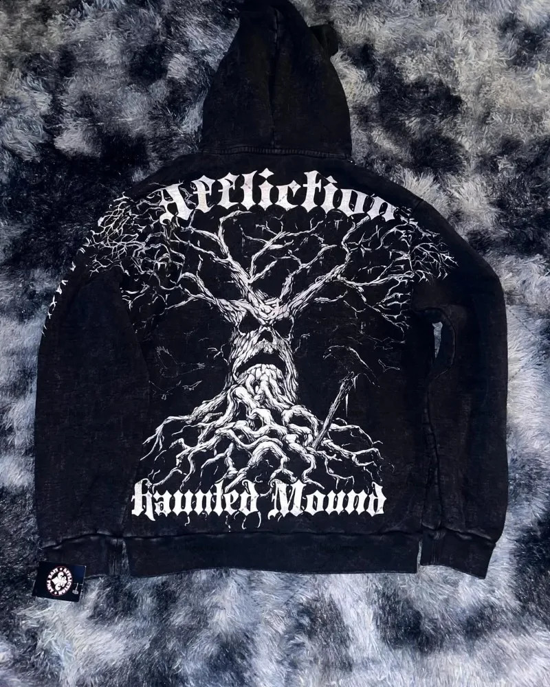Y2K Harajuku Retro Demon Tree Man Fashion Oversized Hoodie Women Street Hip Hop Punk Goth Casual Loose Zipper Men 250808