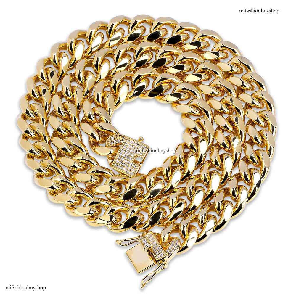 Hip Hop Necklace 12MM Smooth Cuban Chain Bracelet Trendy Men's Personality Jewelry INS Style