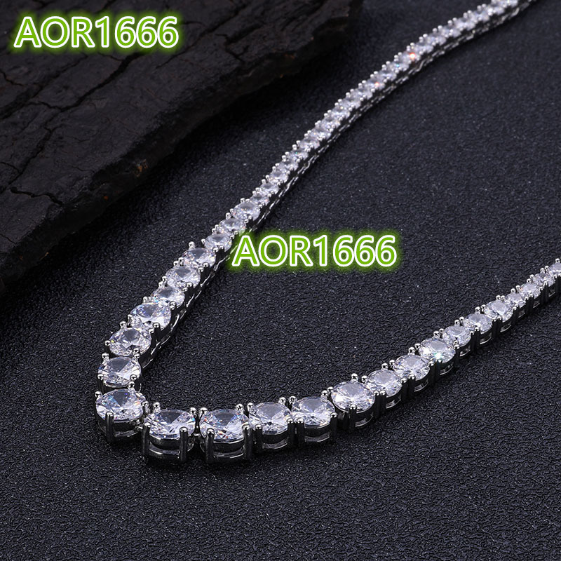 VEROMCA Wholesale High-End Luxury Tennis Chain Necklace Gradient Size Zircon for Men and Women Fashion Chains Necklaces