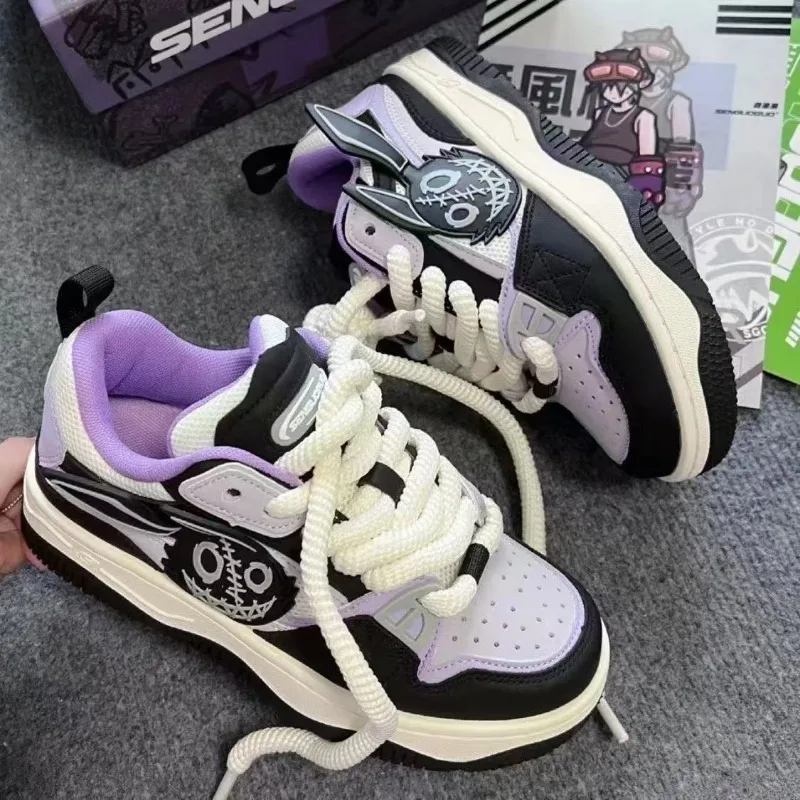 Autumn Fashion Women Sneakers Cute Rabbit Patchwork Breathable Platform Shoes Designer Black Purple Ladies Footwear women shoes Breathable Jogging Sne