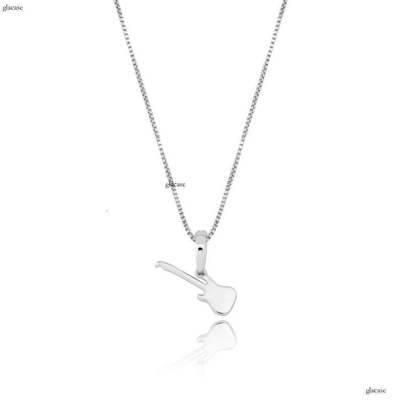 Sier Guitar Moissanite chain Hip Hop Pendant Necklace HIP HOP Trendy Jewelry