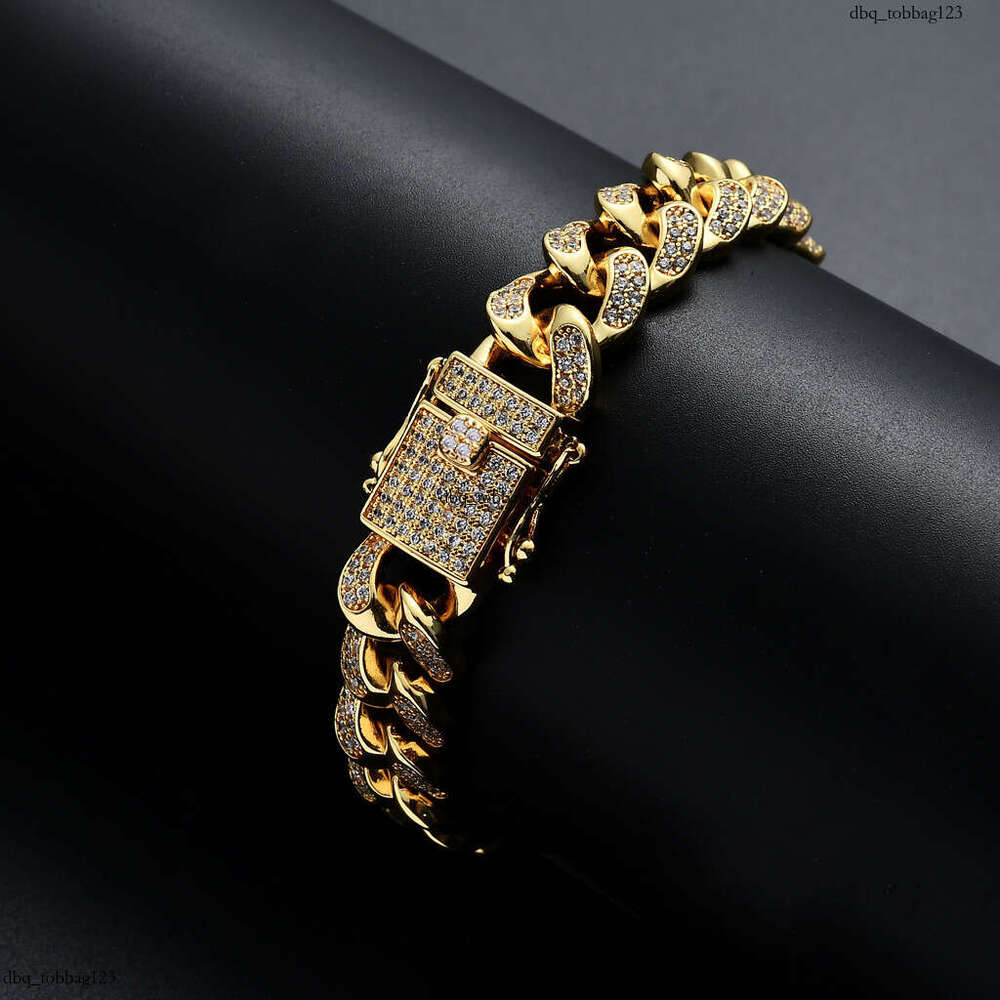 High-Quality HipHop Jewelry Pave Zircon 12mm Cuban Vacuum Plating Bracelet