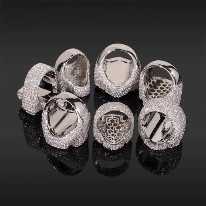 Hip Hop Style Hot Sale Vvs Moissanite Men Diamond Rings 925 Silver Ice Out Ring Cross Moissanite Hip Hop Ring Collection Memory