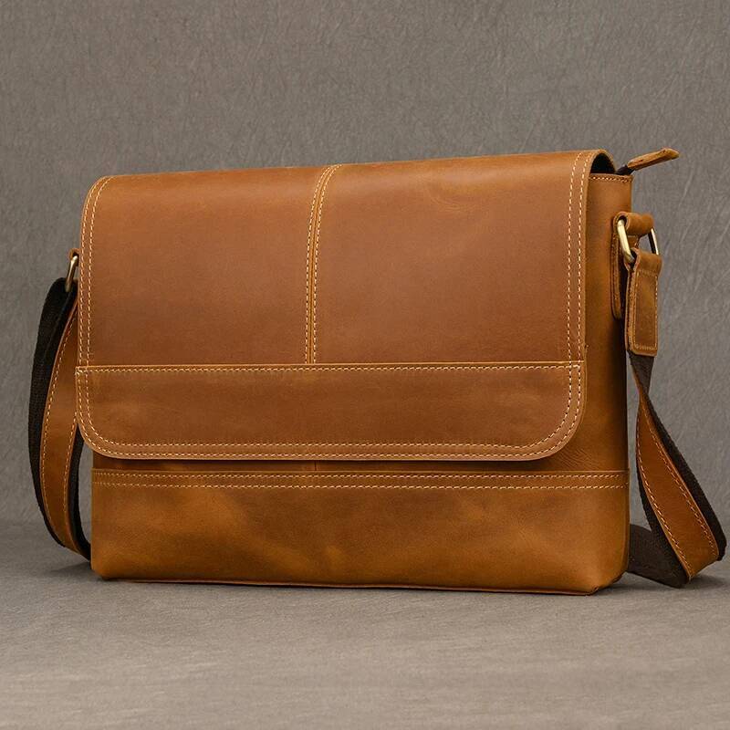 High Quality Genuine Leather Shoulder Daily Work Messenger Cowskin Crossbody Casual Men's Bags A4 Sling Bag