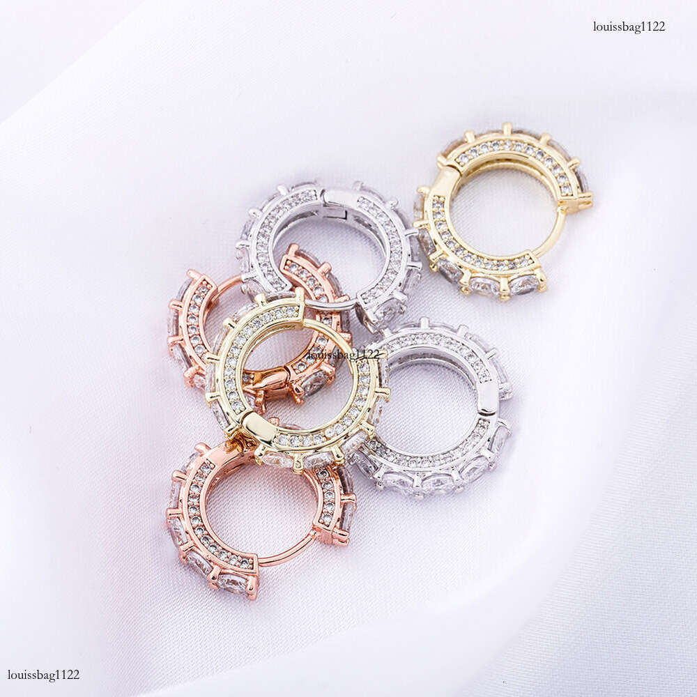 New Style Hoop Full Zircon BlingBling Unisex Hip-Hop Earrings Gold Jewelry