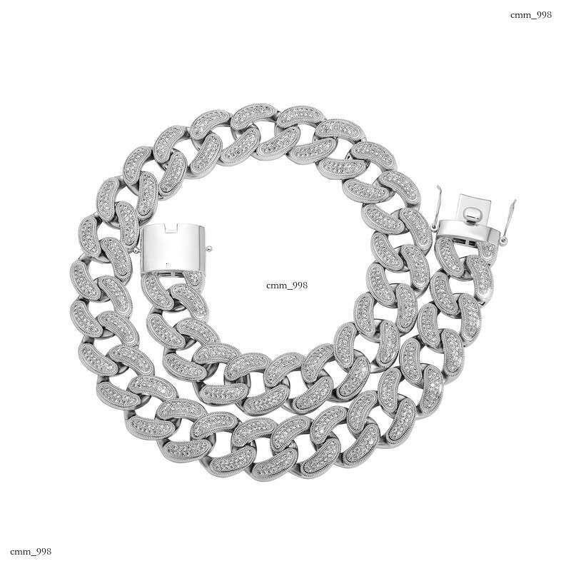 28MM Exaggerated Hip-Hop Necklace Full Dia Cuban Chain Personality Trendy Men's Bracelet Jewelry