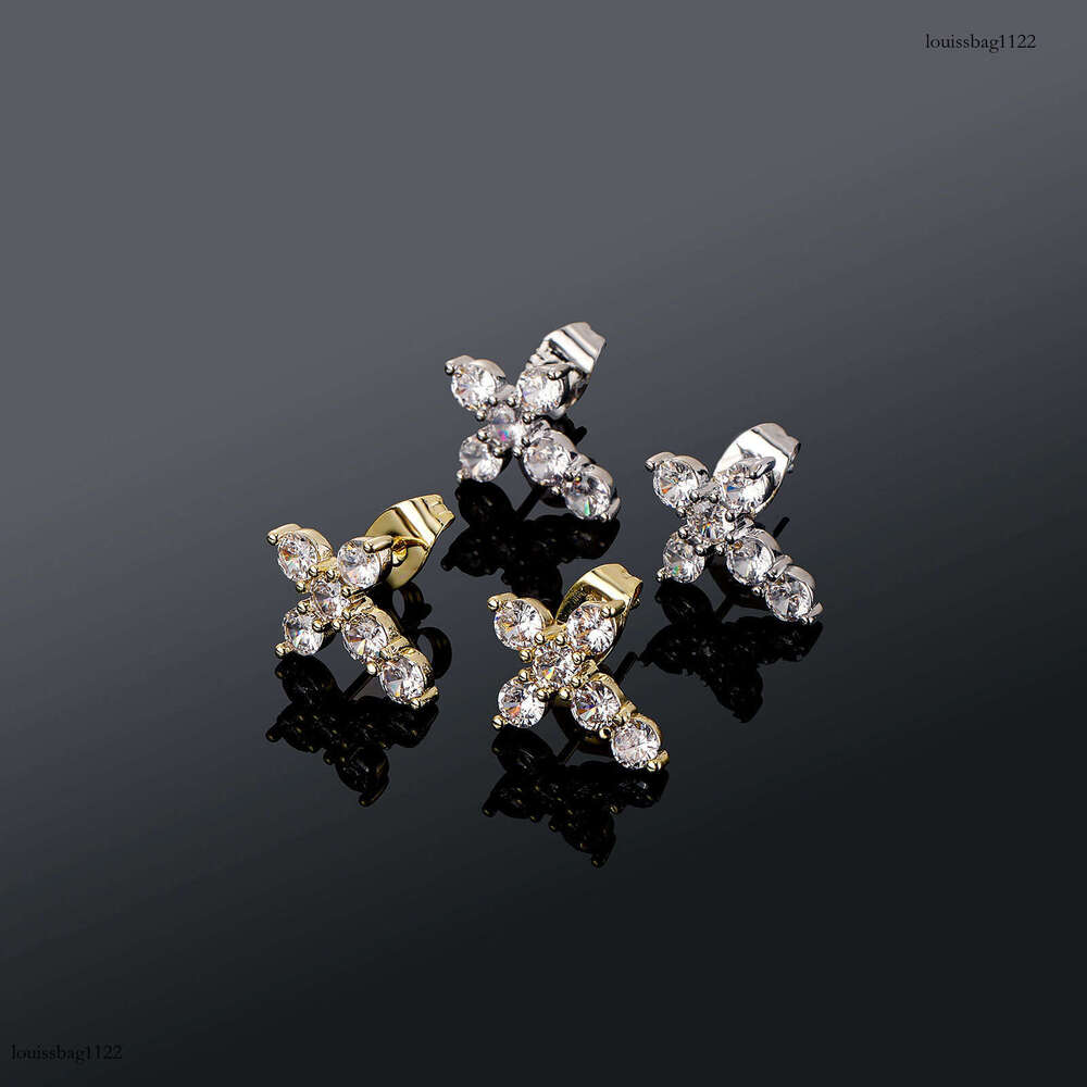 New Simple Cross Hip-Hop Zircon Earrings Jewelry Unisex