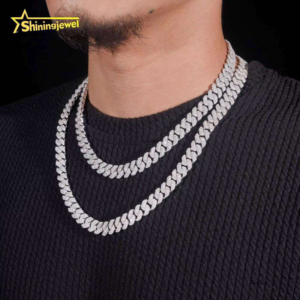 Pass Tester 10Mm Cuban Sterling Sier Carbonite Hip Hop Jewelry Men's Fashion Chain Necklace