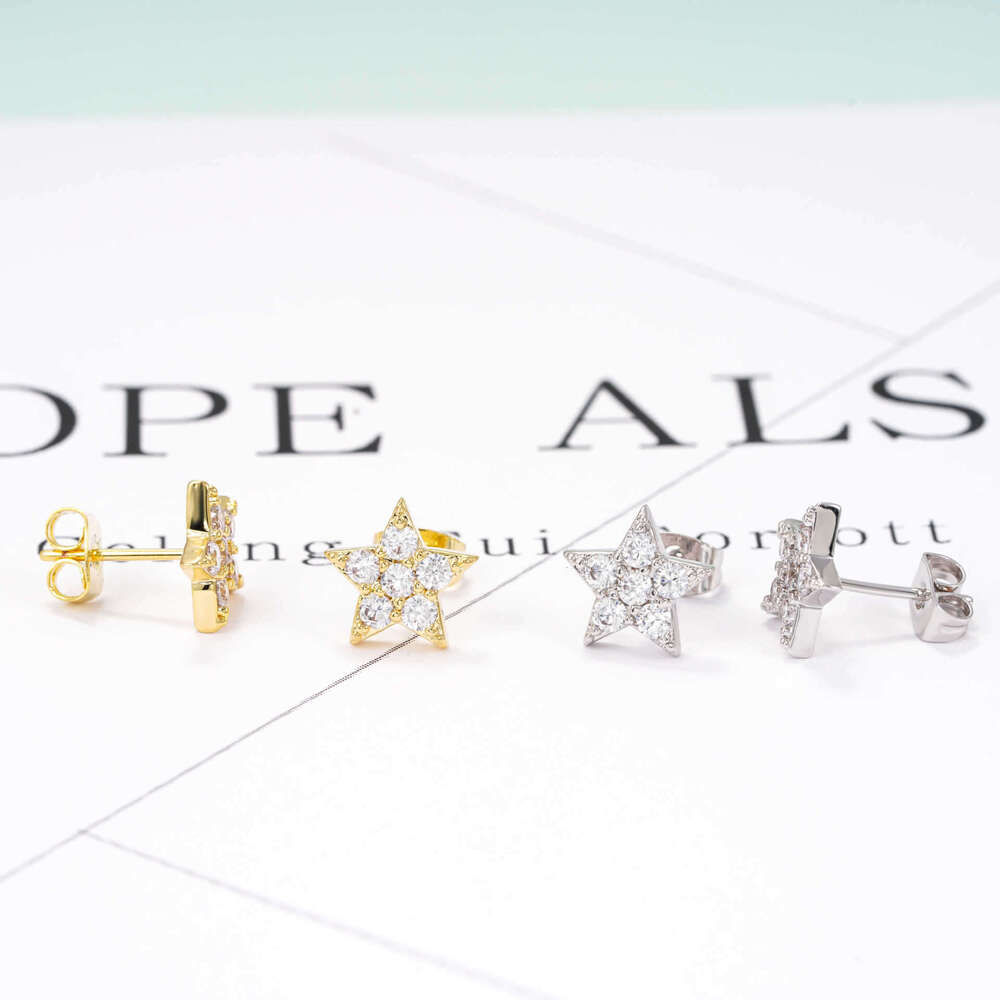 Jewelry Style Sier Moissanite Classic Star-Shaped Earrings Unisex Versatile