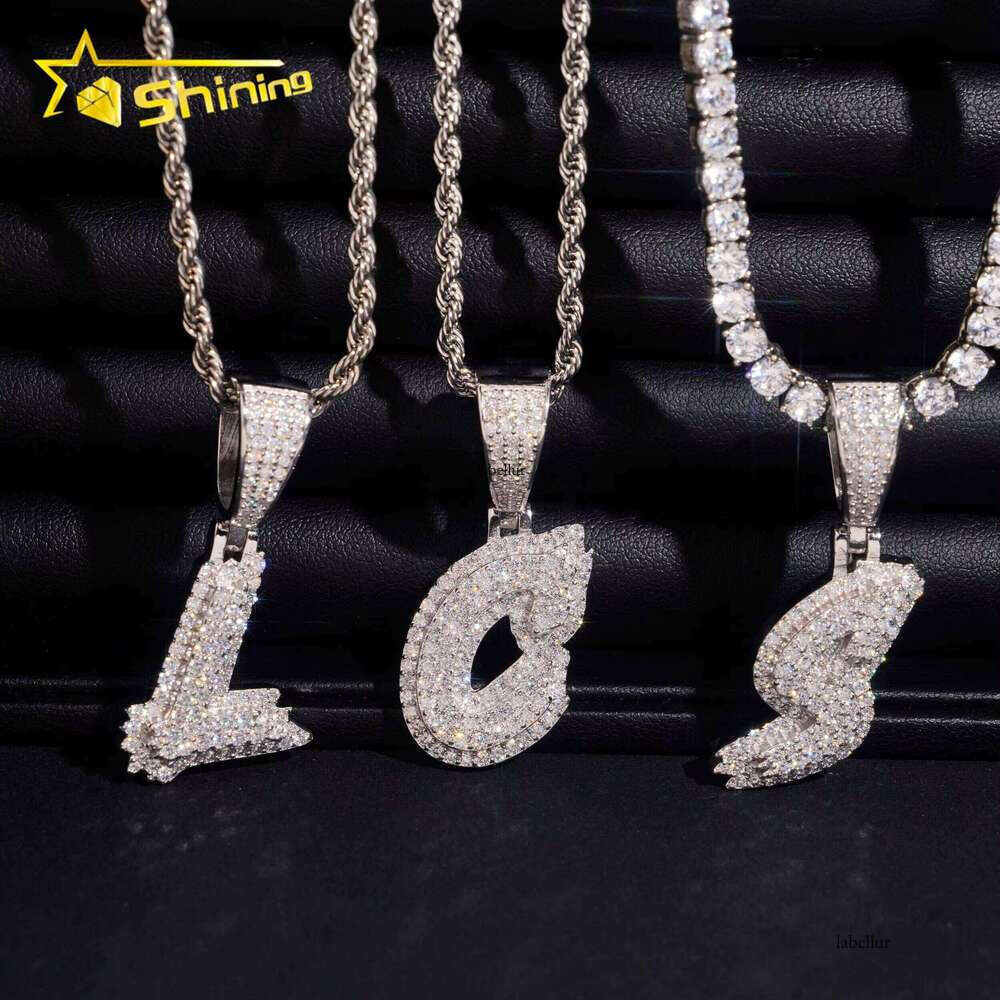 Fine Cheap Gift Set Single Custom Pendants VVS Moissanite Iced Out Letter Initial Name Jewelry Pendant Necklace