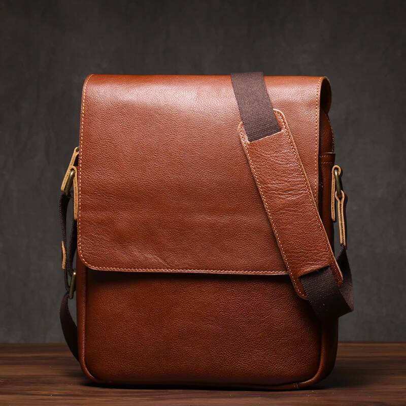 ROOG Men's Shoulder Sling Higher Quality Genuine Leather Crossbody Man Casual Weekends Messenger Bag For 12 Inch IPad