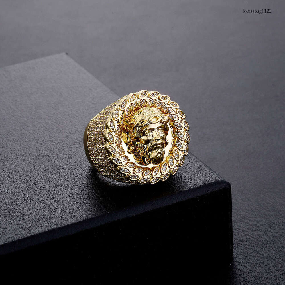 New Style Avatar Men's Personality Micro Paved Full Zircon Hip Hop Ring Gold Jewelry
