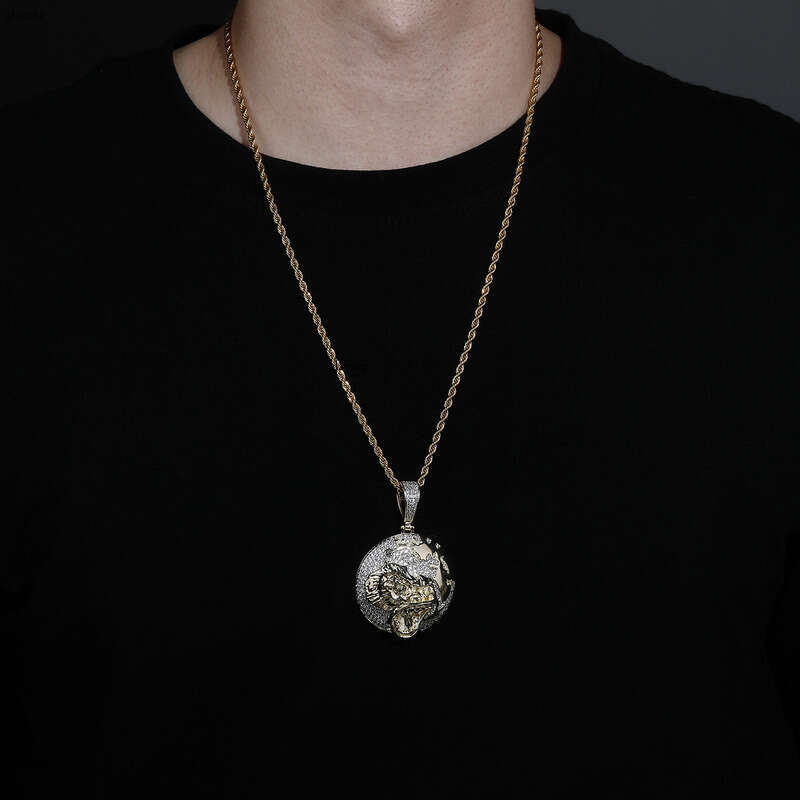 Hip Hop Rap Necklace Jewelry Full Moissanite chain Personality Exaggerated Fashion Pendant Accessories for Men and Women