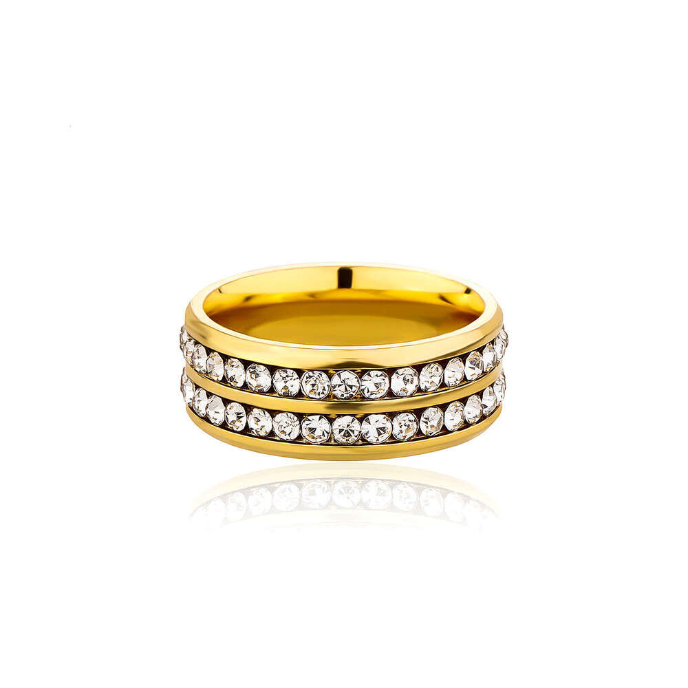 Square Zircon Titanium Inlaid Sterling Silver Couple Diamond Popular Ring