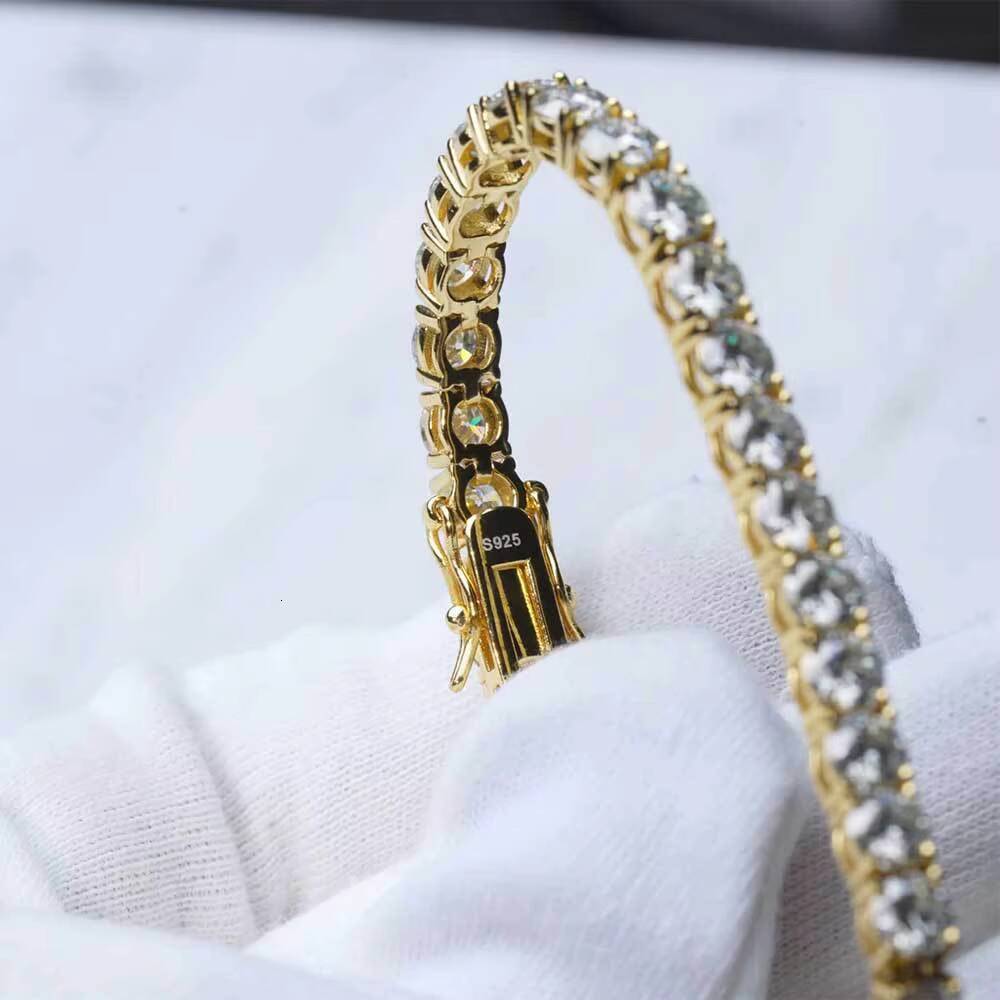 Factory Price Full Size 4MM Moissanite Tennis Bracelet Pass Diamond Tester Tennis Chain 925 Sterling Silver Tennis Bracelet