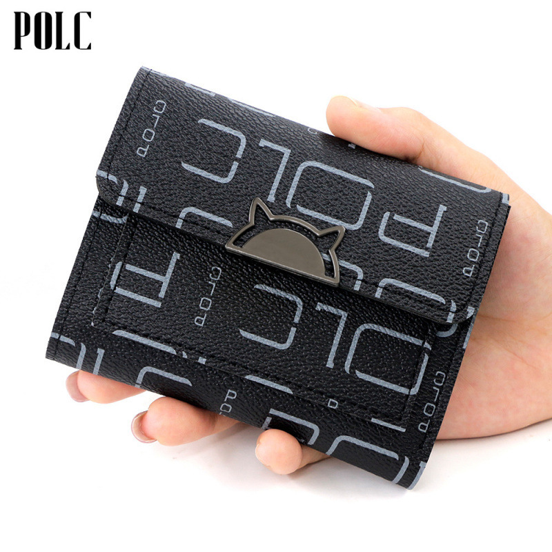 Trendy Letter Print Women's Short Wallet Large Capacity Multi-card Slot Luxury Bag Coin Purse ID Holder Women's Wallet Wholesale