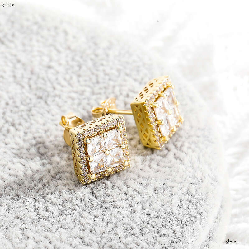 Hot Selling Square Zircon Sier Needle Earrings for Men and Women, Personalized Simple Fashion Accessories