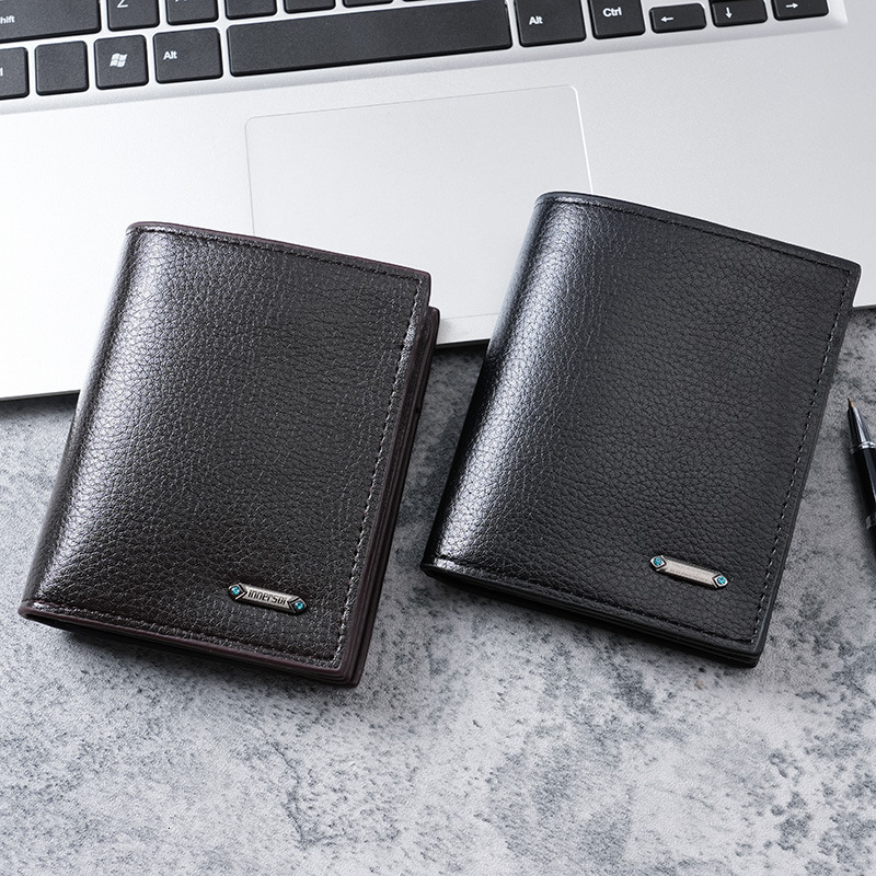 Large Stock PU Wallet With Vertical Closure For Men Simple Casual Men's Luxury Bag Coin Purse Short Wallet For Men