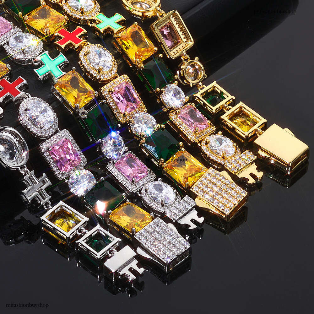 Hip Hop High Quality Cross Necklace Men 10mm Colorful Jewelry Chain Trendy Accessories