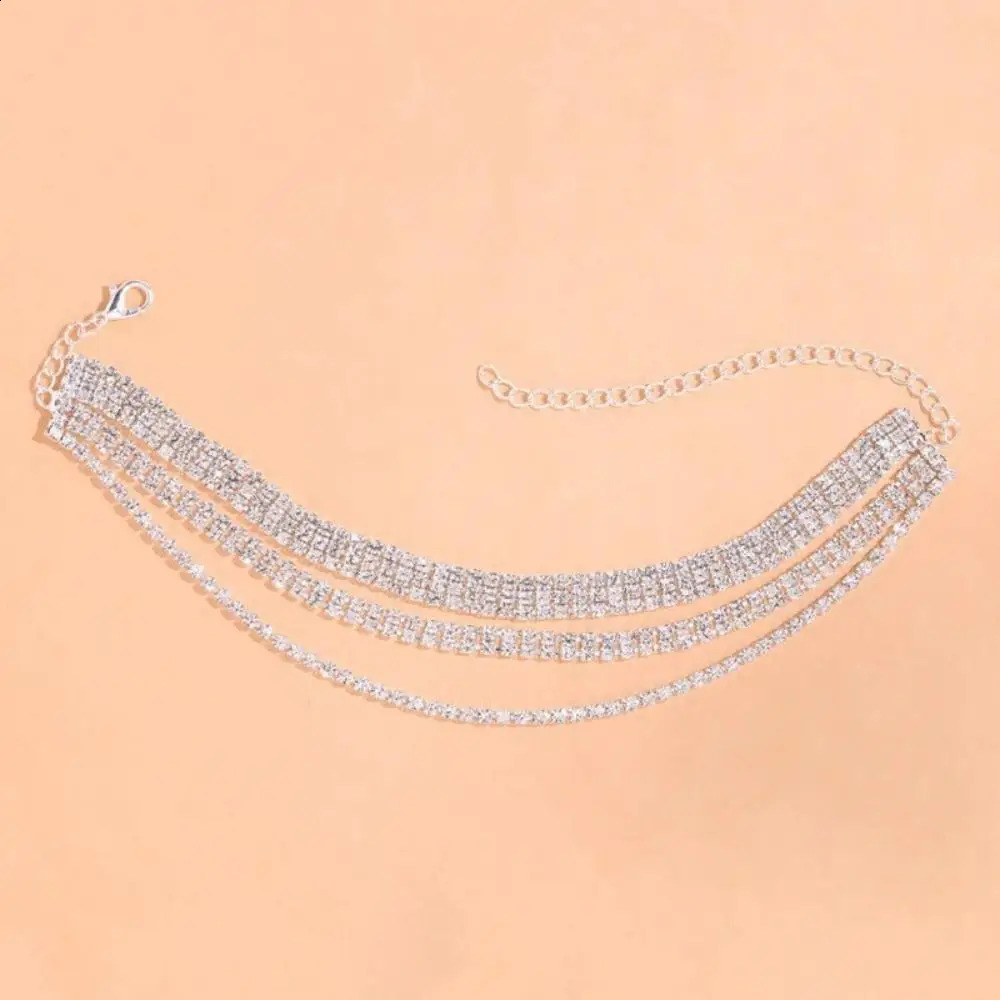 Elegant Layered Barefoot Anklet for Women Bracelets Jewelry Leg Rhinestone Foot Chain Summer Beach Jewelry Gifts Holiday 250807
