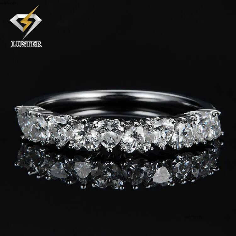 Shiny Jewelry D VVS1 Heart Brilliant Cut Dia Band Wedding Moissanite Sier Ring 73 86