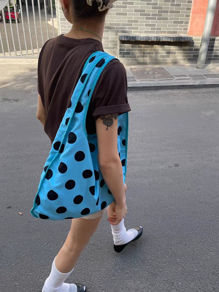 Polka Dot Shoulder Bag Front and Back Multi Back Tote Large Capacity Underarm Bags 250809